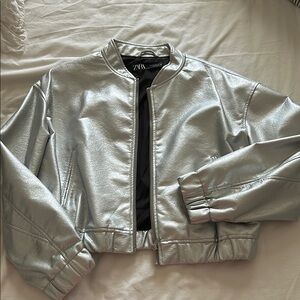 Zara Silver Women's bomber Jacket